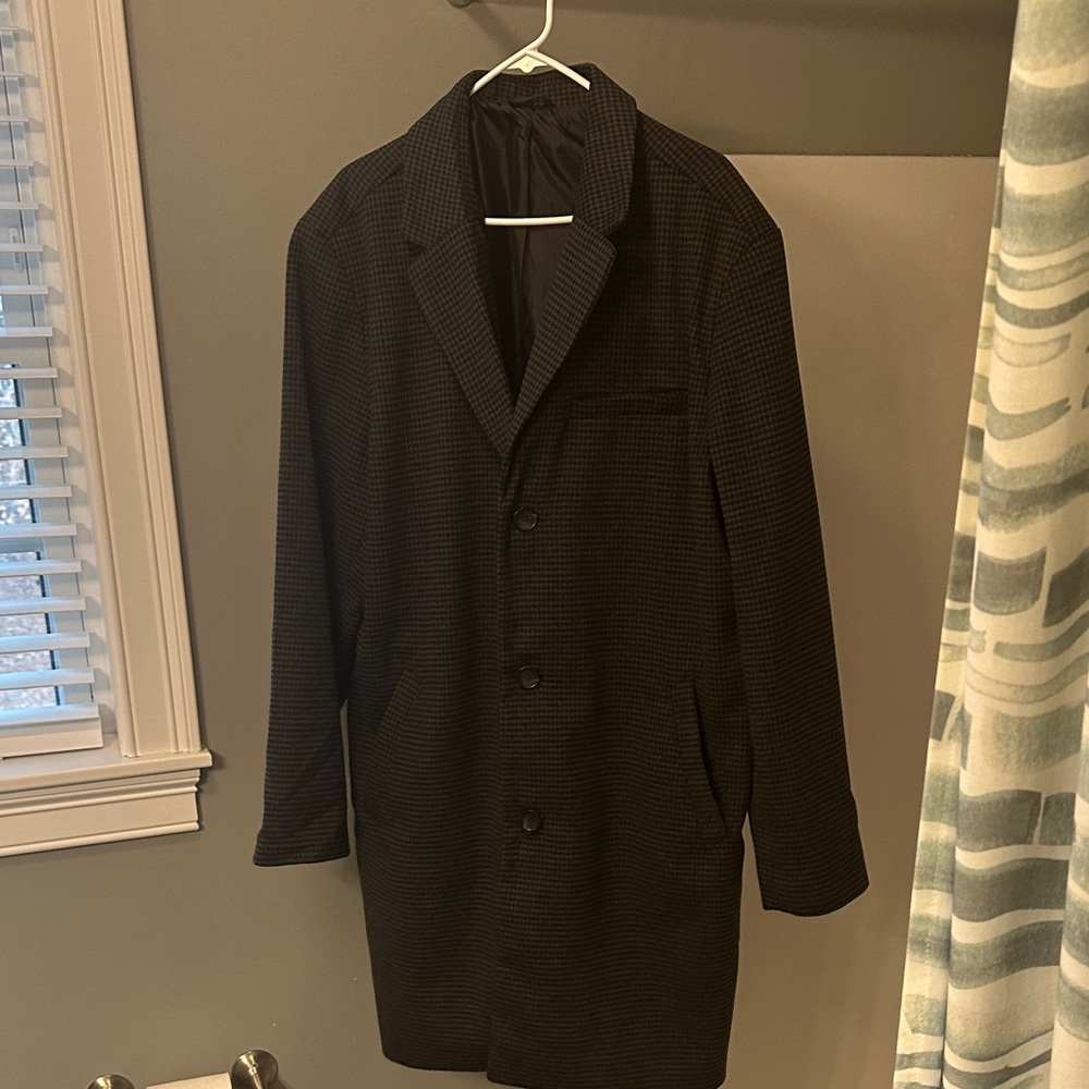 NWT Old Navy Men's Grey Plaid Trench Coat size XXL never worn perfect condition
